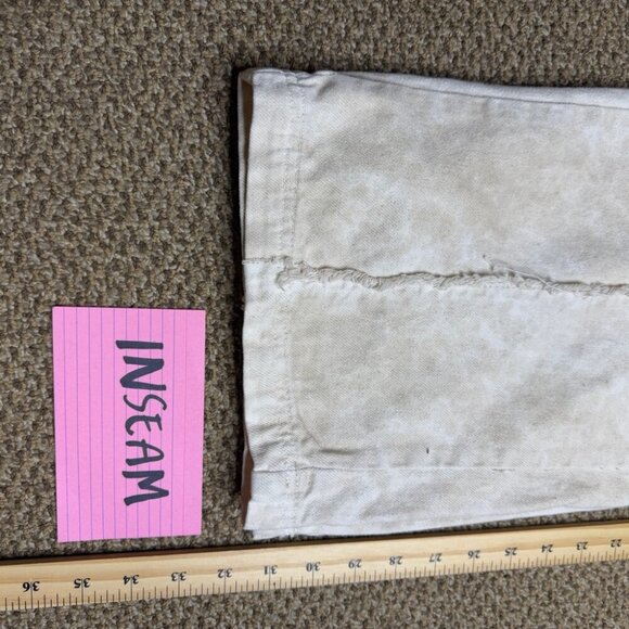 Zara Double Waistband Boho Freyed Tan and Cream wide leg Jeans NWOT Sz 6 - Picture 8 of 15